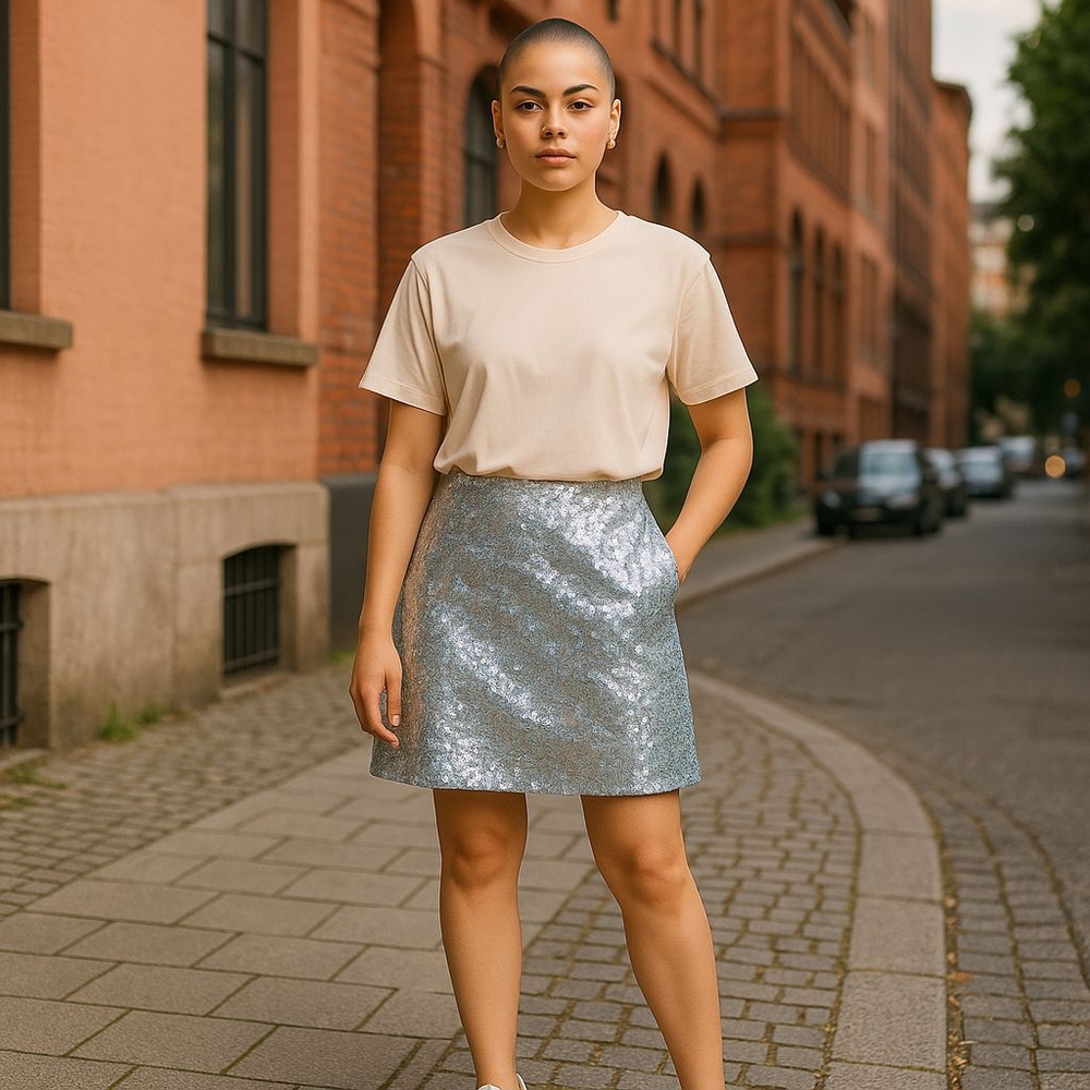 TIPSY ELVES Sequin Silver Skirt SIZE XS